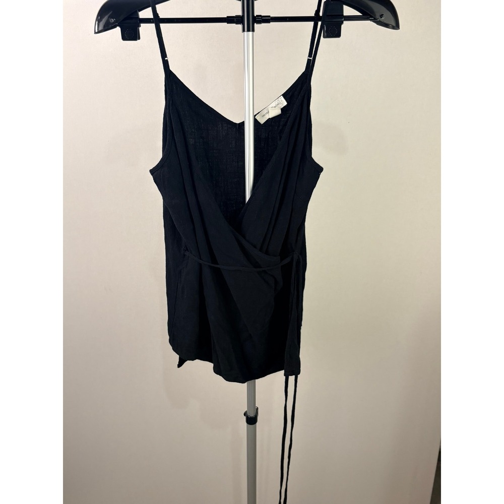 Treasure & Bond Black Linen Blend Wrap Camisole Top Small TB433625MI